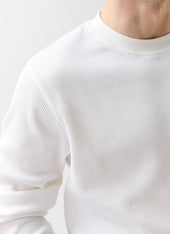 Waffle Long Sleeve T Shirt | Cotton | White