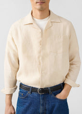 Long Sleeve Cuban Linen Shirt | Cream
