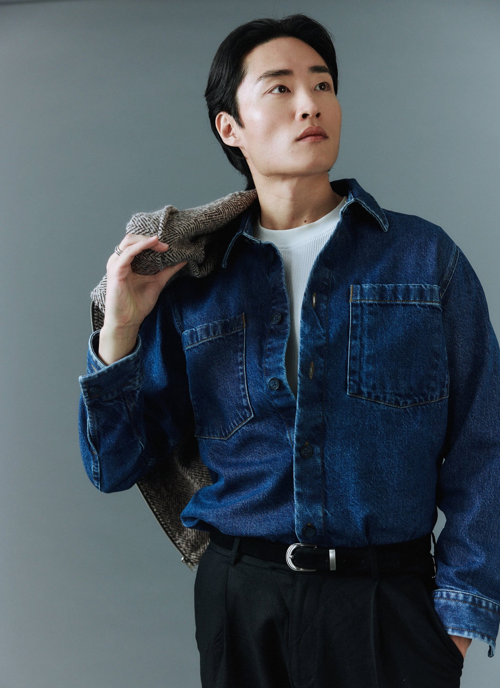 Heavyweight Overshirt Cotton Mid Wash Blue