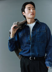 Denim Heavyweight Overshirt | Cotton | Mid Wash Blue