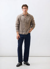 Novel Collared Cardigan Wool Oak