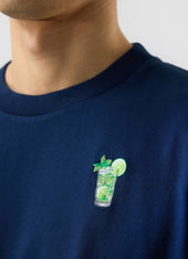 Mojito T Shirt | Embroidered Organic Cotton | Navy