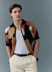 Impressionist Jacquard Shirt | Knitted Cotton | Black