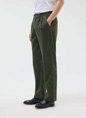 Pleated Tailored Trousers Micro Check Green