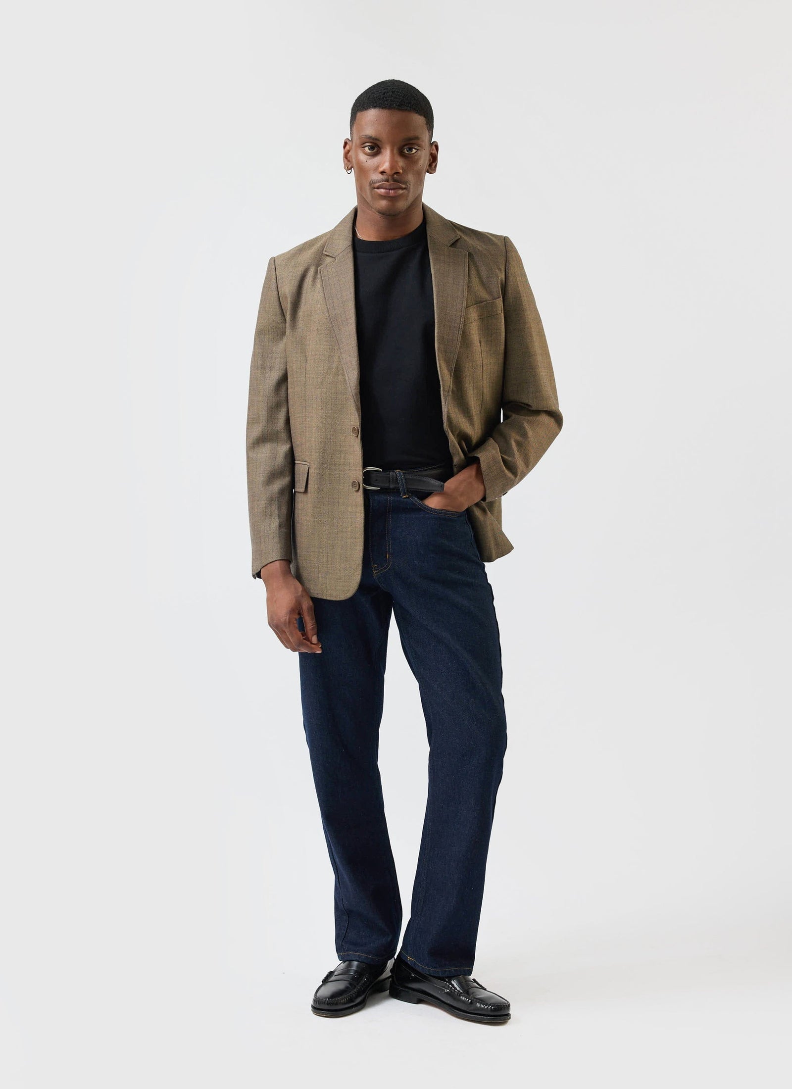Grounds Tailored Blazer Herringbone Wool Oak
