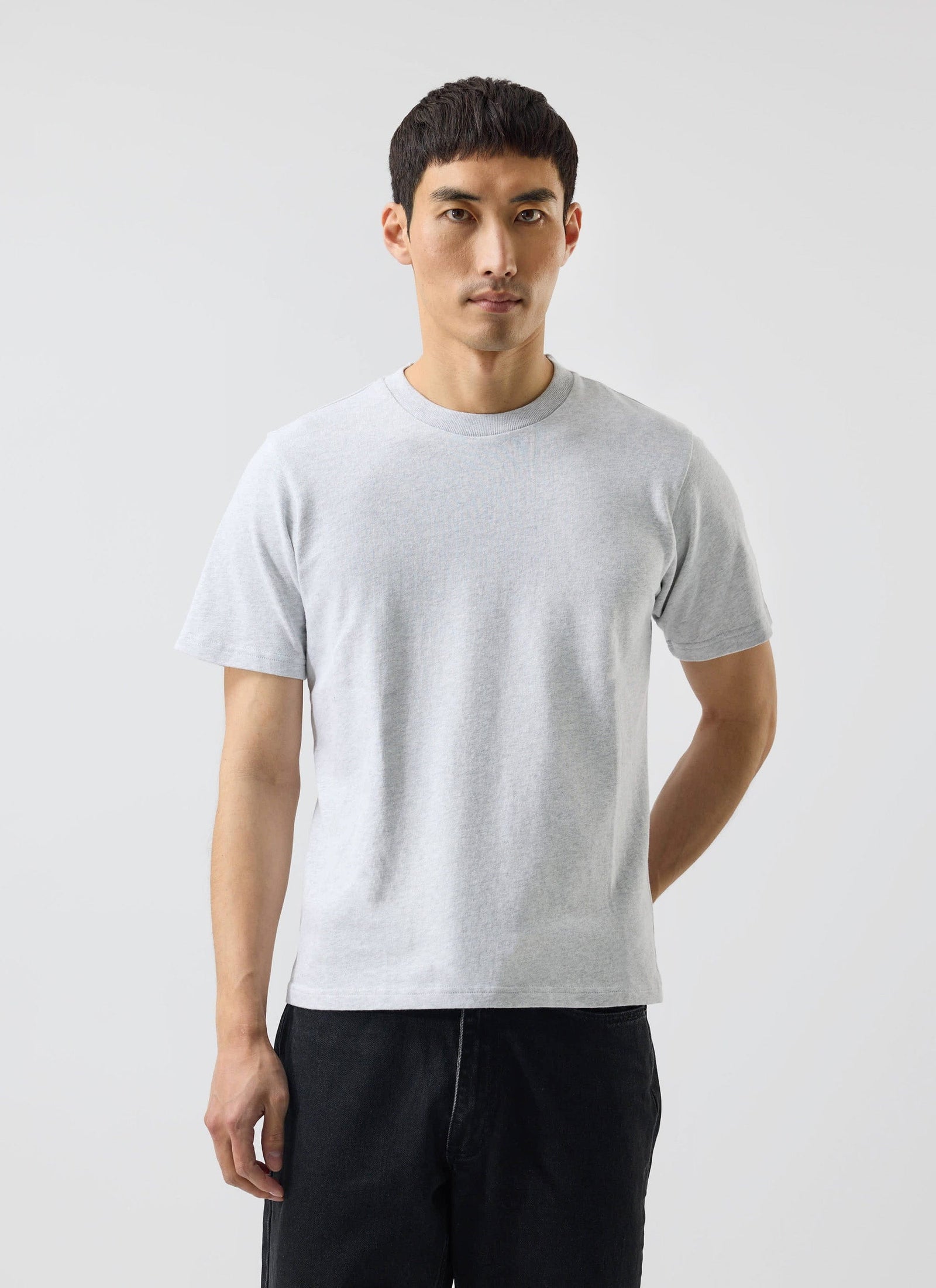 Cropped Regular Fit T Shirt Organic Cotton Grey