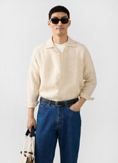 Long Sleeve Cuban Linen Shirt | Cream