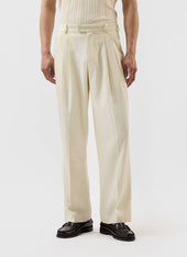 Pleated Lyocell Tailored Trousers | Percival x Warren | Cream