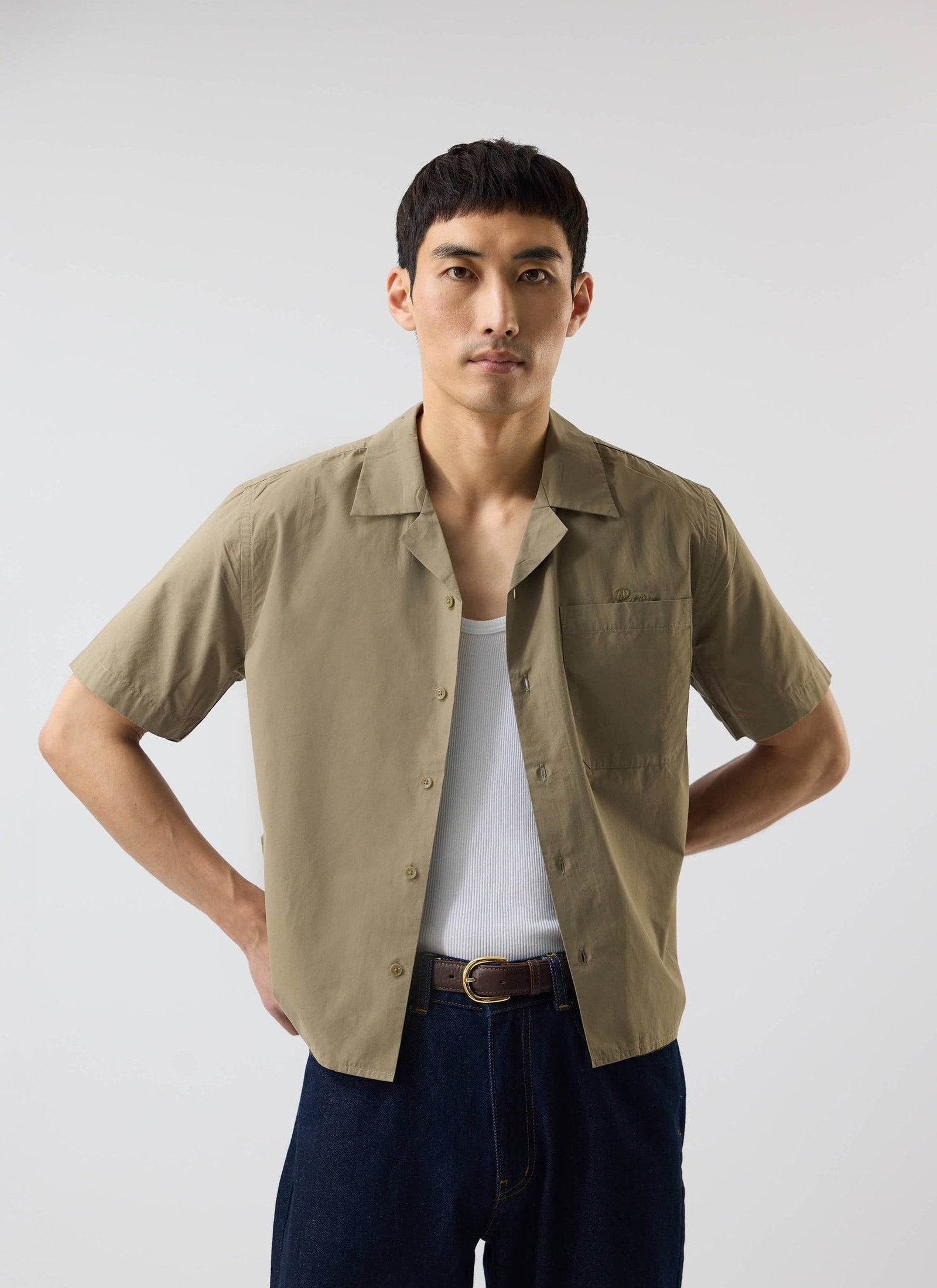 Boxy Cropped Cuban Collar Shirt