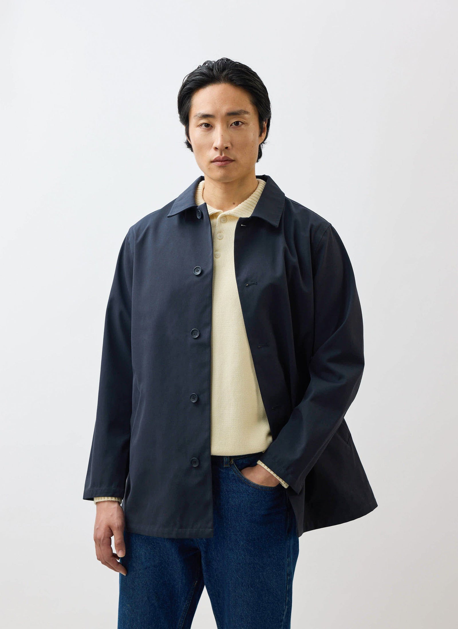 Sherlock Short Trench Coat Waterproof Midnight With Olive