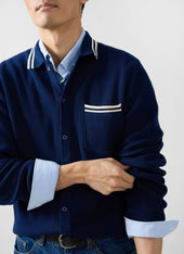 Pablo Cotton Knitted Shirt | Long Sleeve | Navy