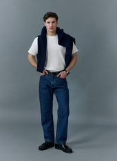 Straight Leg Denim Jeans | Cotton | Mid Wash Blue