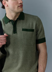 Casa Martini Knitted Polo | Cotton | Forest