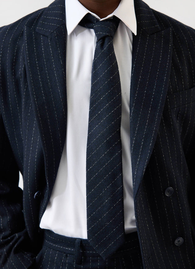 Textured Stripe Tie | Navy