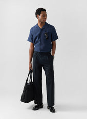 Short Sleeve Cuban Shirt | Linen | Navy