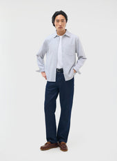 Seersucker Stripe Pearce Shirt Cotton Grey