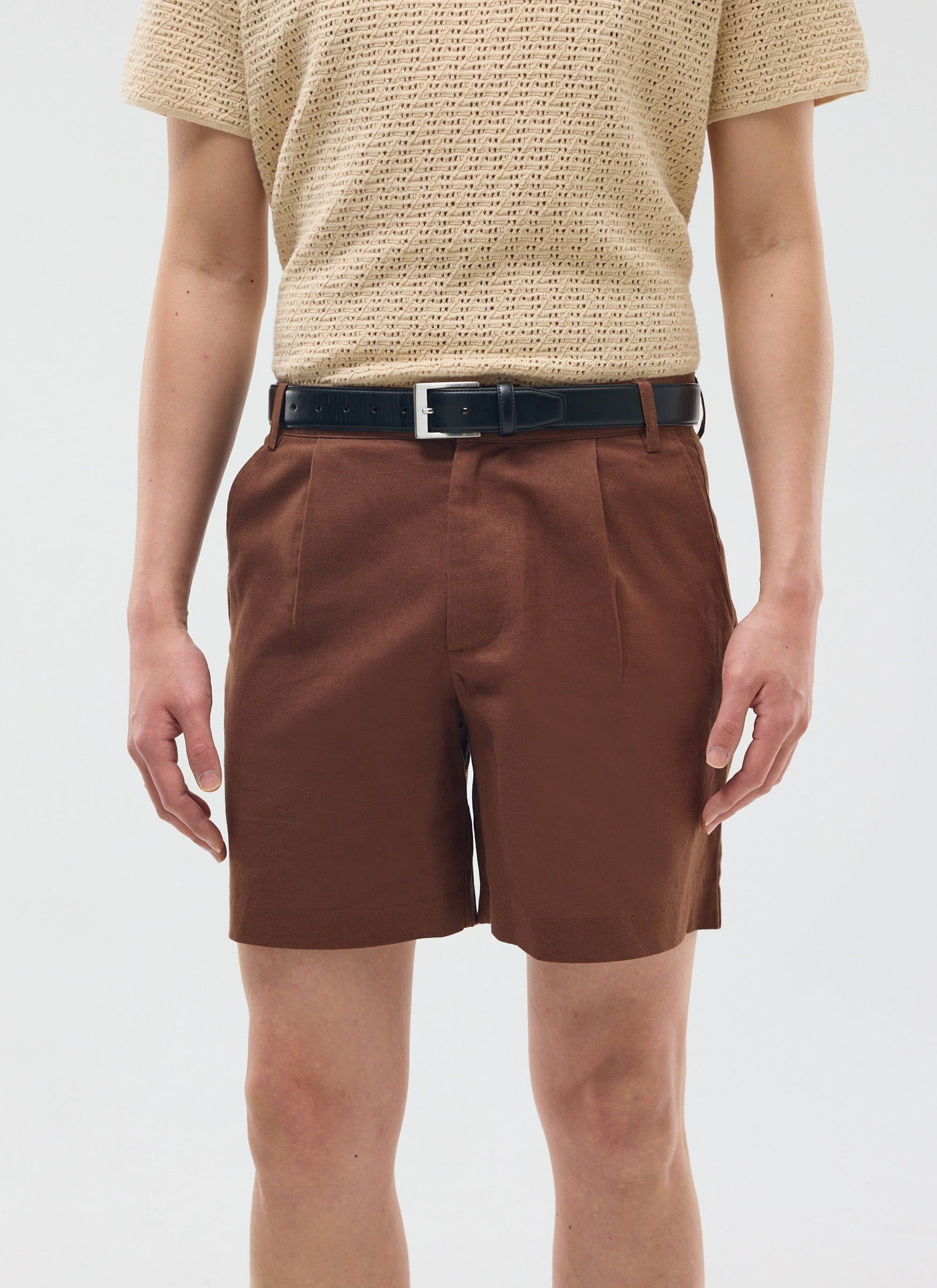 Pleated Linen Shorts