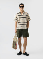 Crochet Groundsman Cuban Shirt With Black