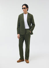 Pleated Tailored Trousers Micro Check Green