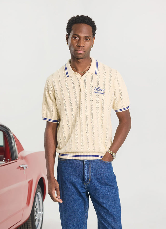 Dealership Knitted Polo | Percival x Ford | Cream