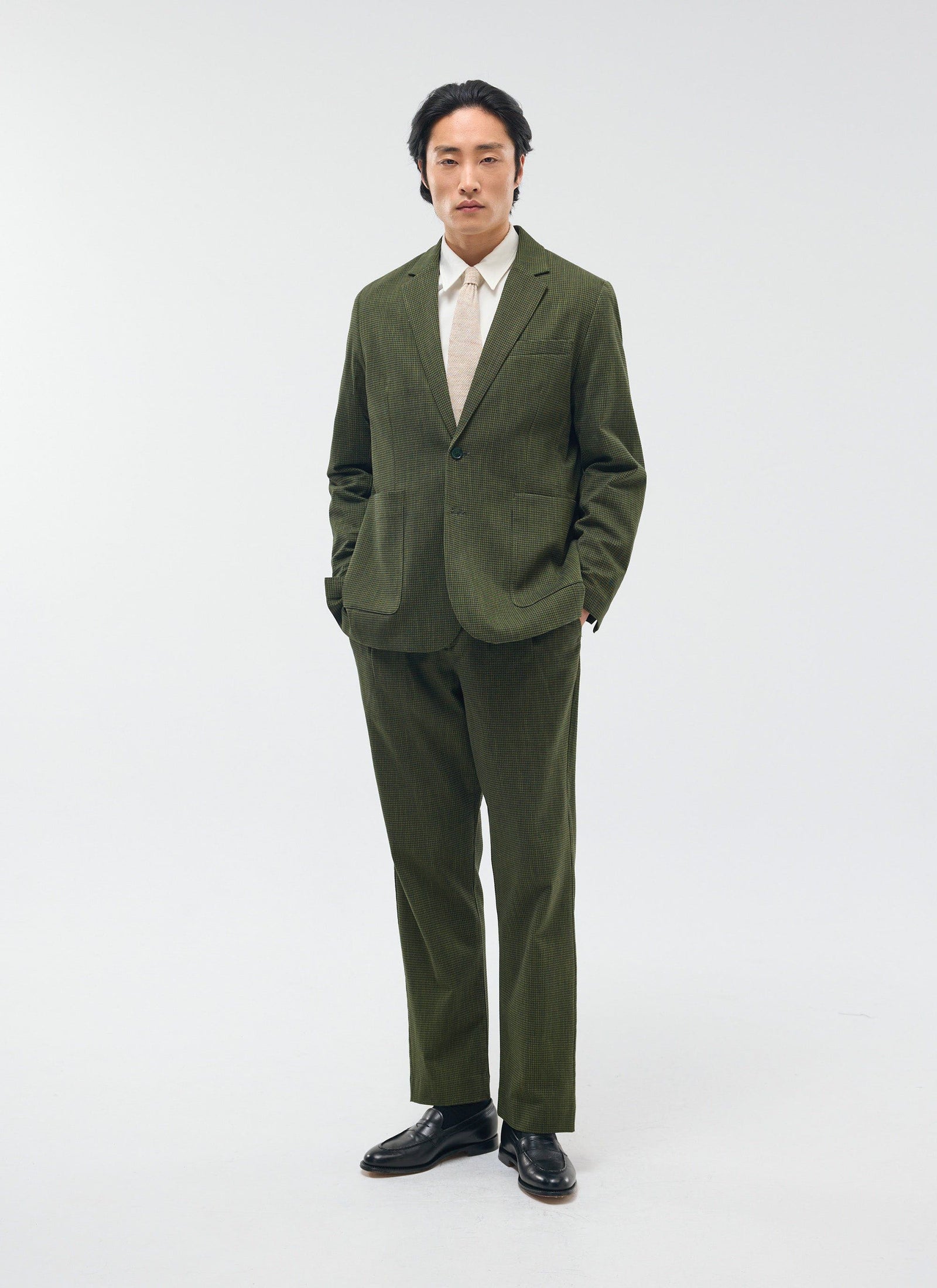 Relaxed Tailored Blazer Micro Check