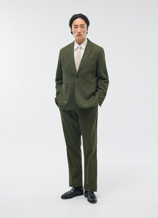 Relaxed Tailored Blazer | Micro Check | Forest