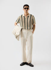 Sarti Knitted Polo Shirt | Cotton | Cream with Forest