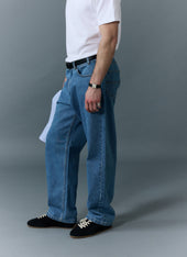 Relaxed Leg Jeans Cotton Light Wash Blue