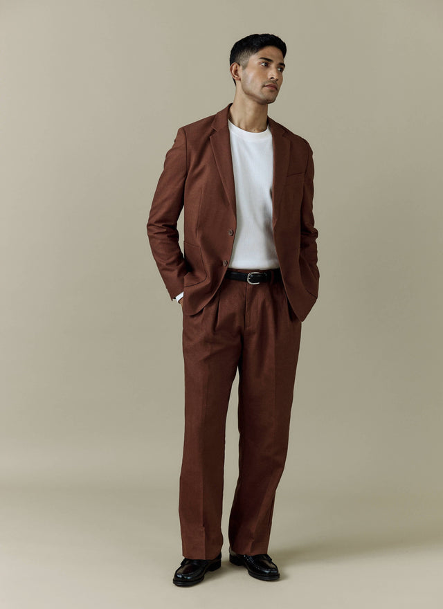 Tailored Linen Blazer | Brown