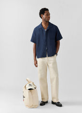 Short Sleeve Cuban Shirt | Linen | Navy