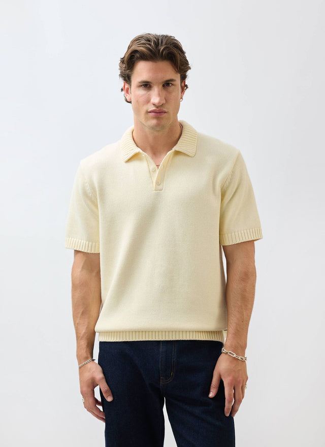 Verso Short Sleeve Knitted Shirt | Cotton | Cream