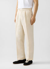 Pleated Tailored Trousers | Linen | Cream