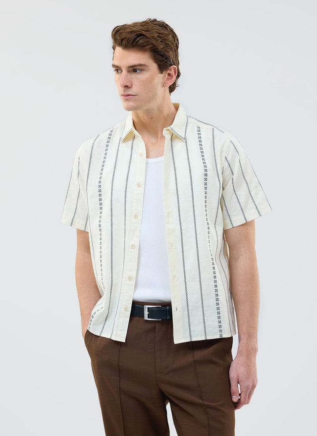 Cross Stitch Boxy Clerk Shirt | Cream