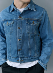 Western Trucker Jacket Light Wash Blue