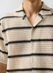 Crochet Groundsman Cuban Shirt With Black