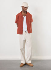 Short Sleeve Cuban Shirt | Linen | Rust