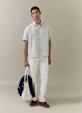 Striped Boxy Shirt Linen Blend