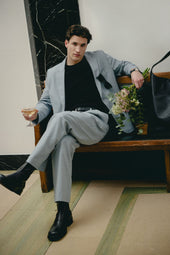 Pleated Tailored Trousers | Linen | Light Blue