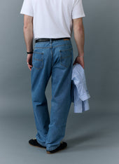 Relaxed Leg Jeans Cotton Light Wash Blue