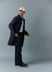 Men's Navy Greyson Long Trench Coat | Waterproof | Midnight with Olive
