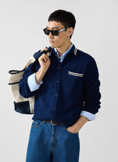 Pablo Cotton Knitted Shirt | Long Sleeve | Navy