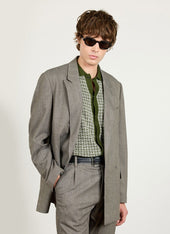Tailored Double Breasted Blazer Herringbone Grey