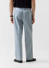 Pleated Tailored Trousers | Linen | Light Blue
