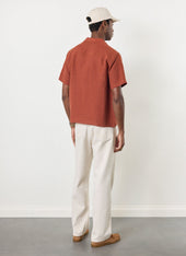 Short Sleeve Cuban Shirt | Linen | Rust