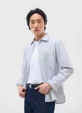 Seersucker Stripe Pearce Shirt Cotton Grey