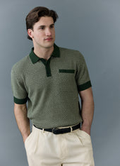 Casa Martini Knitted Polo | Cotton | Forest