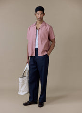Short Sleeve Cuban Shirt Linen Pink