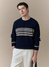 Sergio Crochet Jumper | Cotton | Navy