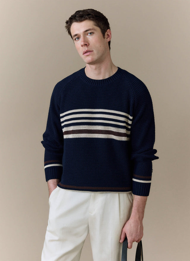 Sergio Crochet Jumper | Cotton | Navy