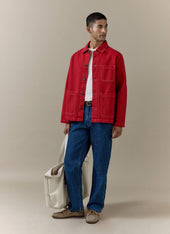 Vintage Wash Oliver Chore Jacket Cotton Canvas Red